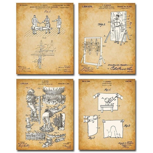 Original Magic Tricks Patent Prints - Set of Four Photos