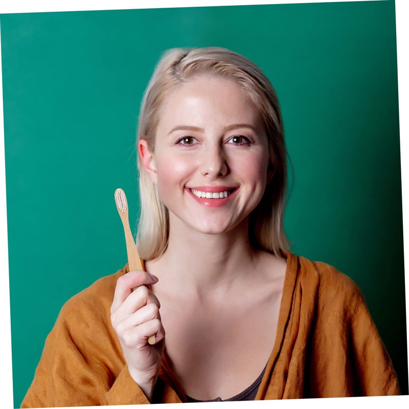 Gatuida 2pcs Natural Bamboo Toothbrushes Flexible Bristles Ergonomic Handle for