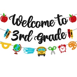 Jiinxunn Welcome to 3rd Grade Banner, Back to School Decorations, First Day of School Banner, Watch Out 3rd Grade Here I Come Decor Classroom Teacher Office Party Supplies