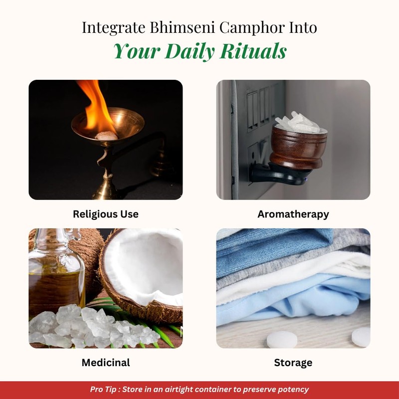 ANCIENT VEDA 100% Pure Natural Bhimseni Camphor Tablet | Aromatherapy