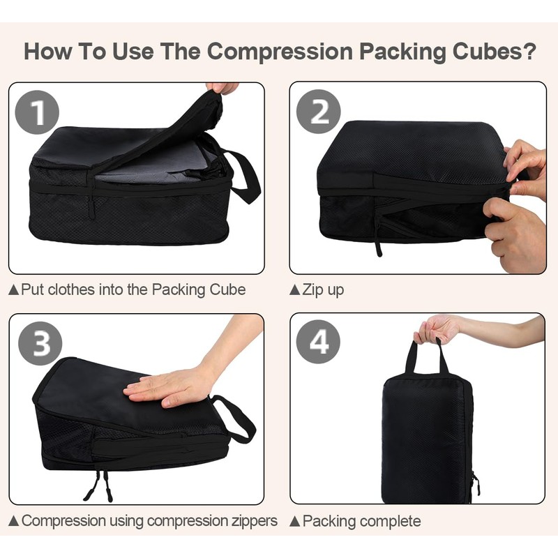 14 PCS Compression Packing Cubes Set - 8 Sizes inc