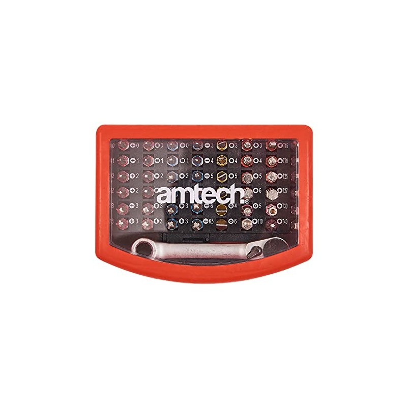 Amtech 49pc Colour-Coded Bit Set with Mini Ratchet Spanner, Pozi,