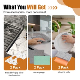2 Pack Stove Counter Gap Cover Stainless Steel,Stove Guard for Kitchen Oven Counter Side Gap, Range Trim Kit, Adjustable Length 13.8" to 27.6", Stove gap filler Easy Clean and Heat Resistant