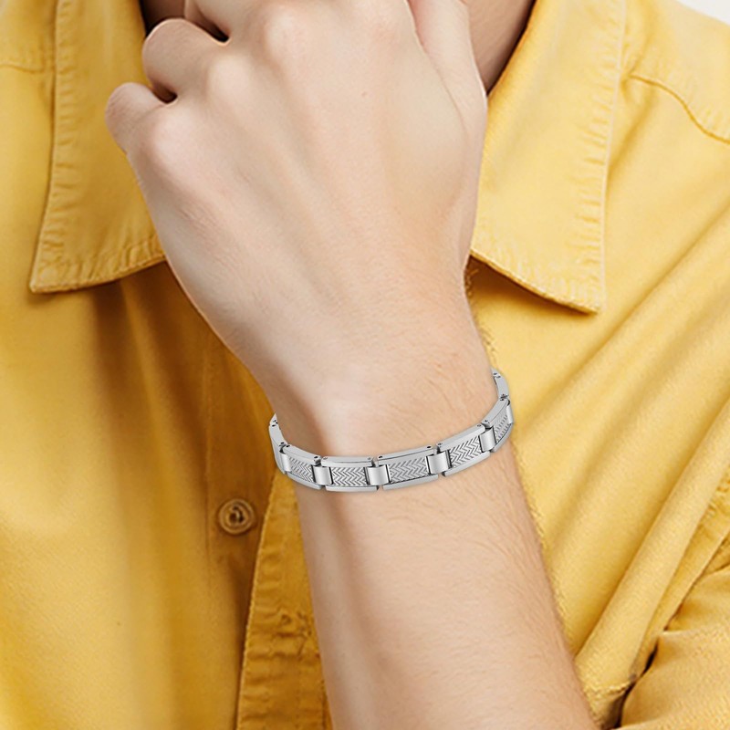 Feifuli Men's Stainless Steel Bracelet 7.5-8.9 Inches Solid Thick Chain
