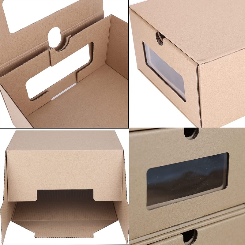 10PCS Cardboard Shoe Box Stackable Storage Box Visual Multi-Purpose Storage