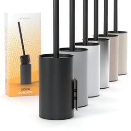 SAVEGA Design Toilet Brush Black - Elegant Toilet Brush Wall Mounted - Toilet Brush with Holder & Drip Protection - Elegant Bathroom Accessories - Easy Assembly No Drilling Required