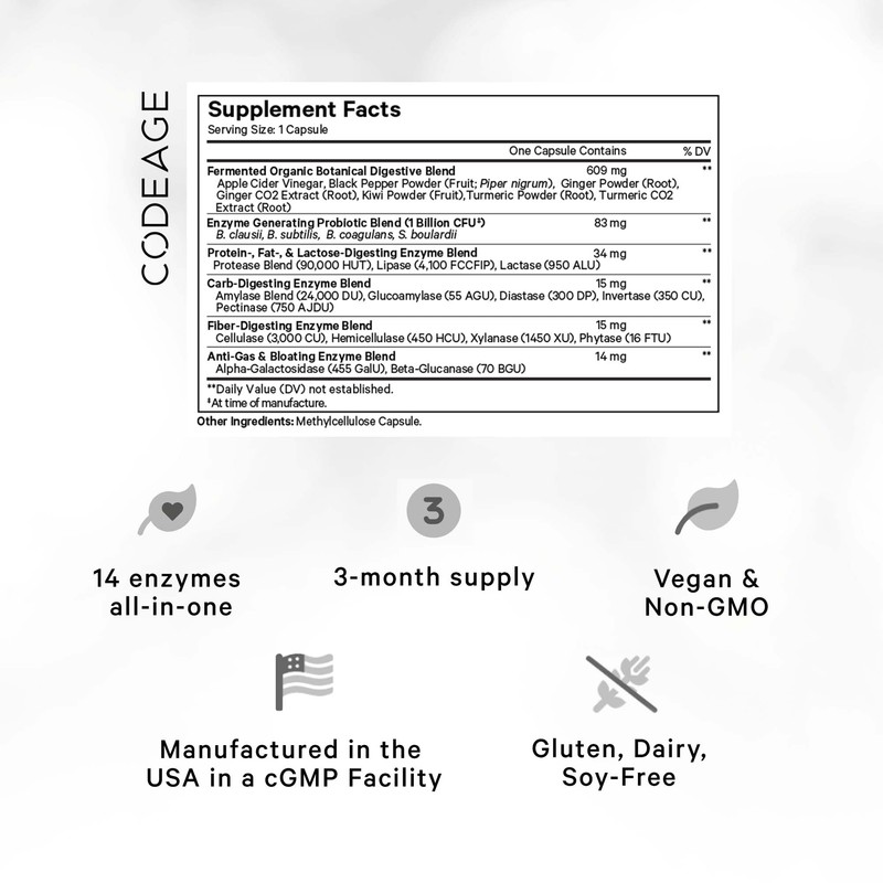 Codeage Codeage Fermented Digestive Enzymes Supplement 3-Month Supply - 14