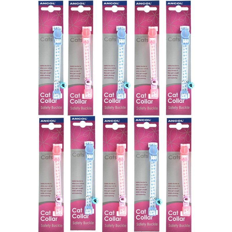 10 Pack x - Ancol - Dotty Cat Collar Pink