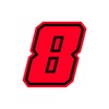 4R Quattroerre.it 13398 Racing Number 8 Moto GP, Neon Red, 10 x 10 cm
