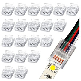 Pack of 20 LED Strip Connectors, 5-Pin 12 mm, LED Solderless Strip Connector, 5-Pin Connection Cable Connector, for 12 mm Wide SMD 5050 RGBW LED Strip