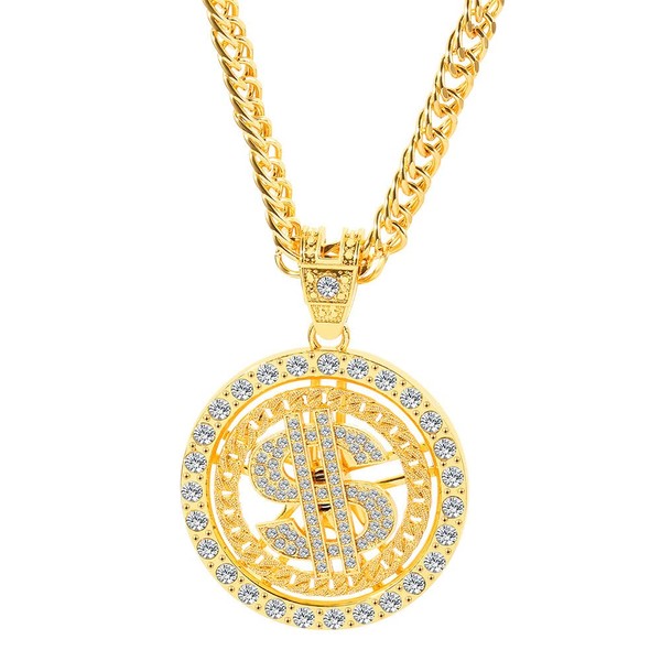 Spevert 18K Gold Plated Chain for Men Women with Dollar