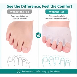 Silicone Toe Separator Forefoot Pad for Daily Comfort – Five-Hole Gel Cushion for Walking & Standing Support