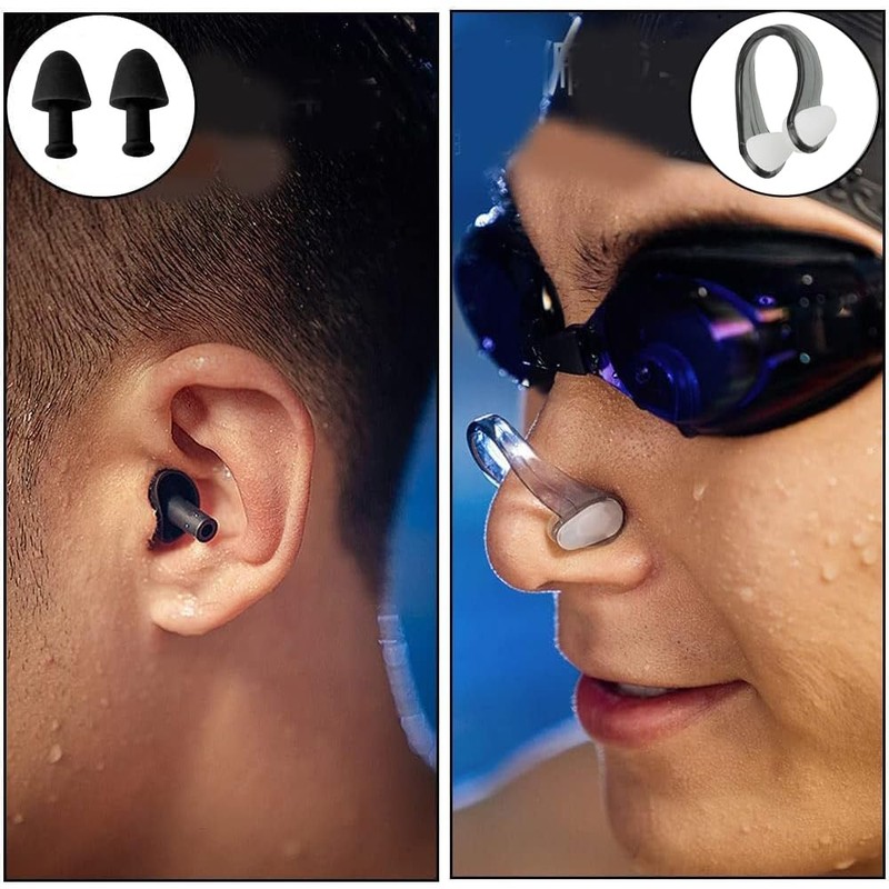 Nose Clip, Nose Plugs, Swimming Ear Plugs, Set of 2,