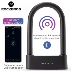 ROCKBROS Bike U Shape Lock Smart Bluetooth Fingerprint Lock Phone Control