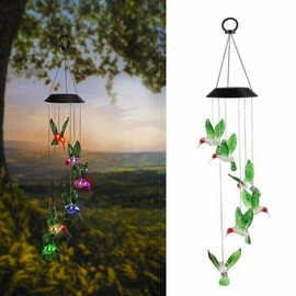 Solar Wind Chime, Color Changing Hummingbird Windchimes Waterproof, Outdoor Decorative Hanging Lights for Yard Patio Garden Balcony Bedroom, Gifts for Mom Grandma Girls Friend