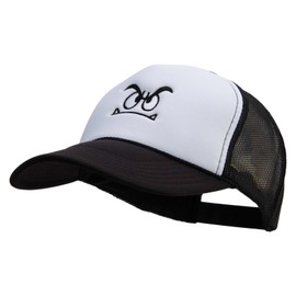 e4Hats.com Mario Koomba Face Embroidered Two Tone Polyester 5 Panel Foam Front Mesh Back Cap - Black White OSFM