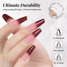 YTD Likomey Color Changing Gel Nail Polish,15ml Translucent Nude Pink Burgundy Red Mood Temperature Change Color Ombre Thermal Salon Home Nail Art Manicure UV Gel Varnish,WB08