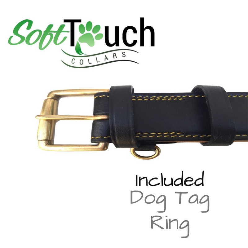 (Medium, Black) - Soft Touch Collars Luxury Real Leather Padded
