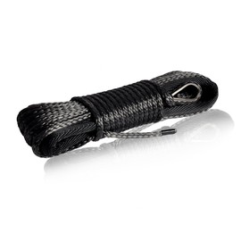 QIQU - Cuerda de cabrestante (3/16 Pulgadas, Cuerda de cabrestante sintético, para cabrestante electrónico en ATV/UTV/Snowmobile con Funda y dedal, Negro, 3/16''x50feet