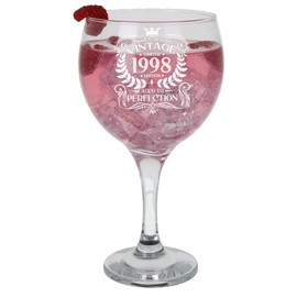 27th Birthday Gift Vintage 1998 Aged to Perfection Engraved Large Gin Glass Present for 27 Year Old Etched 645ml Gin Goblet