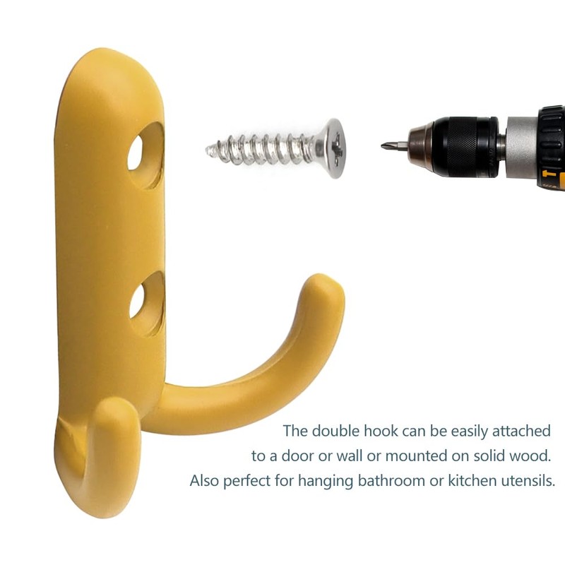 YDHfdc Pack of 7 Coat Hooks, Double Hooks, Wall Coat