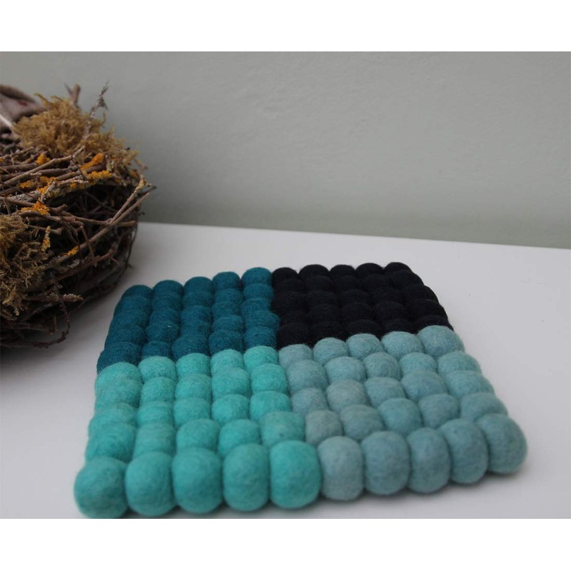Maharanis Fairtrade Felt Coasters Pot Coasters 4 Shades of Blue