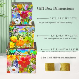 suosicn 4 Pack Colorful Flower Gift Box,Assorted Sizes Gift Boxes for Party Favor,Birthday Party,Wedding, Baby Shower and All Occasions