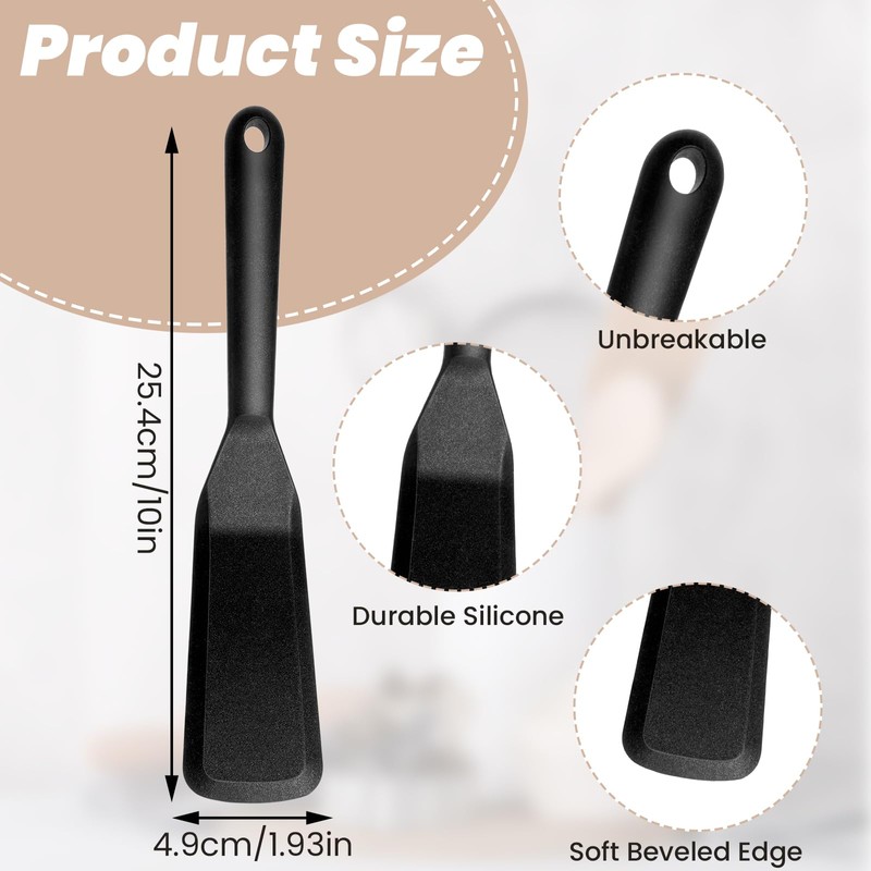 Nogeqi Silicone Turner Spatula, Heat-Resistant Long Flat Spatula, Non Stick