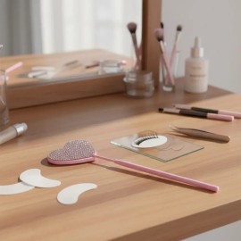 Espejo Para Extensiones De Pestañas, Forma Corazón Diamantes
