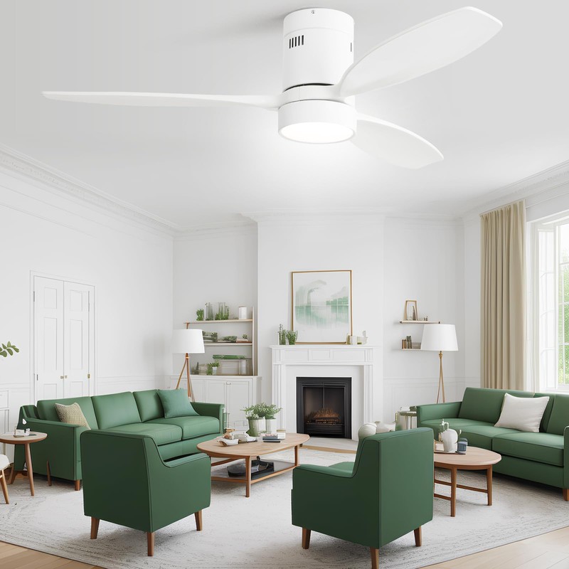 Sofucor 52 Inch Low Profile Ceiling Fan with Lights Remote