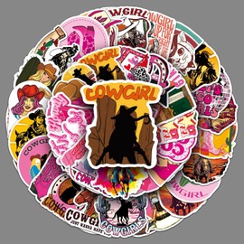 50PCS Cowgirl Style Waterproof Stickers for Teen Girls Adults,Country Western Cowgirl Stickers,Decorative Journal Water Bottle Laptop Luggage Helmet Skateboard