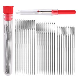 30 Pieces Large Eye Sewing Needles, Stainless Steel Sewing Needles in 3 Sizes, Sewing Needles with Needle Bottle for Crafts and Sewing
