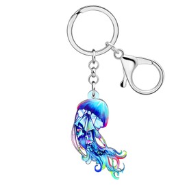 TIZURO Acrylic Blue Jellyfish Keychains Deep Sea Ocean Animals Backpack Keys Keyring Jewellry For Women Wallet Charms Gifts (Sky)