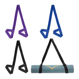 PATIKIL Yoga Mat Strap, 4 Pack Adjustable Yoga Mat Carrier Straps Sling Cotton Anti Slip Mat Holder Stretching Band for Exercise, Black/Navy Blue/Drak Purple