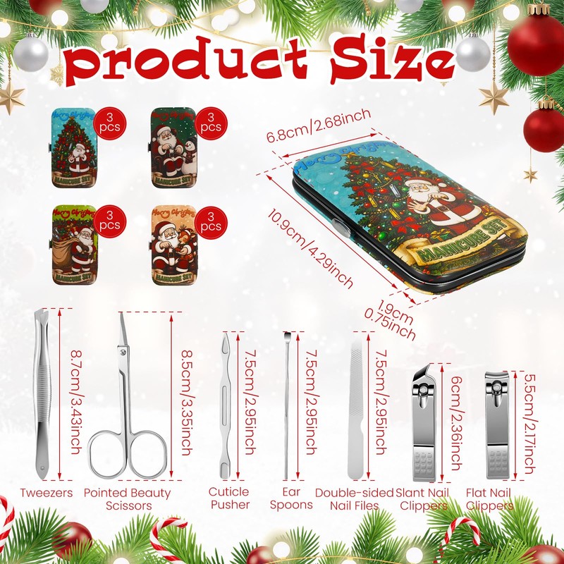 12 Set Christmas Manicure Kits for Women, Christmas Stocking Stuffers