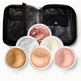 XXL KIT with CASE (DK TAN) Mineral Makeup Set Bare Face Matte Powder Foundation
