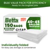 Betta 40-45 Gallon Clear High-Density Trash Bags, 150 Count Box,