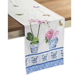 Maison d' Hermine Tablerunner 100% Cotton Decorative Washable Table Runners for Home, Kitchen, Dining, Party & Camping - Gifts for Mothers day Spring & Summer (Canton, 37cm x 180cm )