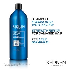 REDKEN - Shampoo Extreme | Shampoo fortificante y reparador para cabello dañado | Restaura las áreas más debilitadas del cabello y previene el quiebre