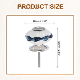 sourcing map 6 Pcs Floral Ceramic Pull Knobs, Vintage Round Cabinet Knobs, Blue Ink Ceramic Knobs Pumpkin Knobs for Kitchen Cabinet, Door & Drawer, Wardrobe, Cupboard