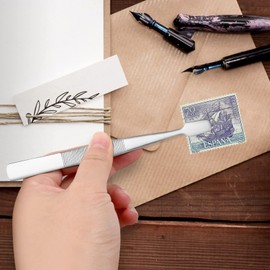 Milisten Stamp Tweezers Stainless Steel Philately Stamps Collector Tools, Perfect for Collecting Stamp Album- 2pcs