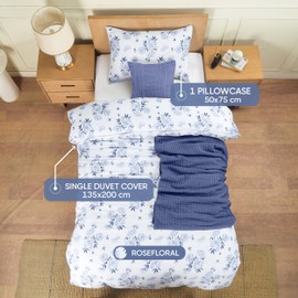 Utopia Bedding Single Rose Floral Duvet Cover Set Print - Soft Microfibre Polyester - Bedding Quilt Cover Set