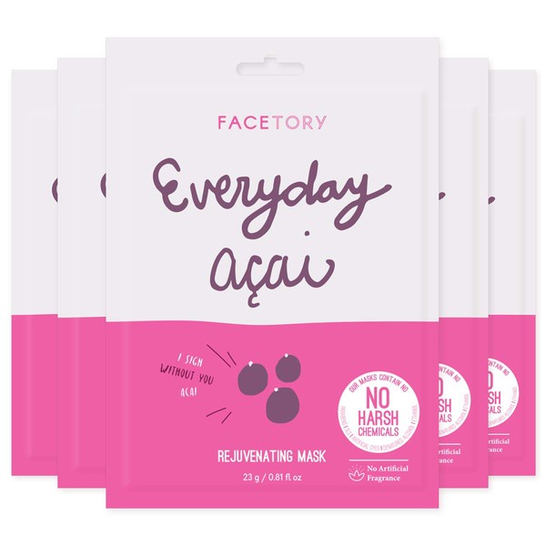 Everyday Acai Rejuvenating Mask With No Harsh Chemicals - Rejuvenating, Calming, and Balancing (Pack of 5)