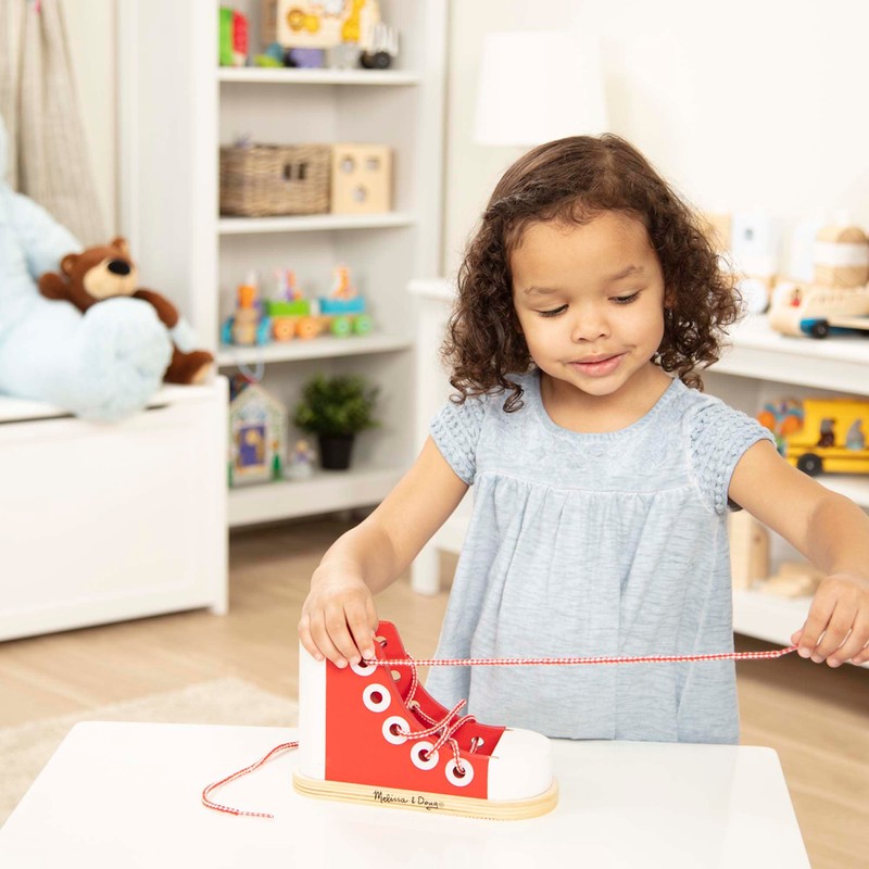 Melissa & Doug Deluxe Wood Lacing Sneaker - Learn to