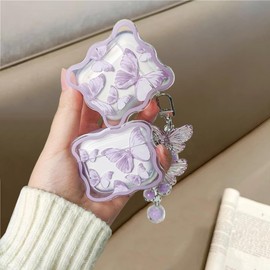 LALAPOPO Compatible with Airpods 3rd Generation Case Butterfly, Cute Case with Keychain for Women Girls Kids Clear Thin Soft Silicone Kawaii Cartoon Protective Cover for Airpods 3 Gen Charging Case