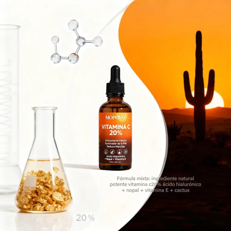 Serum Facial Brillante Con 20% Vitamina C Ácido Hialurónico