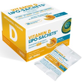 Lipo-Sachets Liposomal Liquid Gel Vitamin D3 1000IU - 30 High Potency Liposomal Vitamin D Gel Packets Melon Flavor Liquid Vitamin D Supplements. Healthy Immune System Support Vegetarian Non-GMO