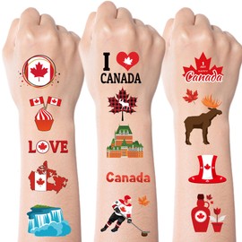 Canada Temporary Tattoo Stickers Decorations - 200+ Canada Birthday Party Decoration Themed Party Favors Stickers Supplies Canadian Temporary Tattoos Gifts For Girls Boys Kids Prizes Rewards Carnival