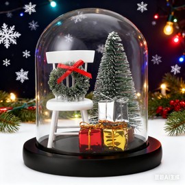 Christmas in Heaven Decoration Dome Cloche Decor, Memorial Cloche, Save A Seat Remembrance Gift, Chair Memorial Ornament, Xmas in Loving Memory Gift, Empty Chair Memorial, Tabletop Centerpiece