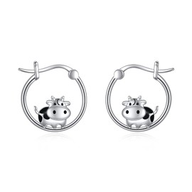 POPLYKE 925 Sterling Silver Highland Cow / Cow / Axolotl / Rabbit / Crocodiles / Unicorn Earrings for Women Animals Earrings for Girls, Sterling Silver
